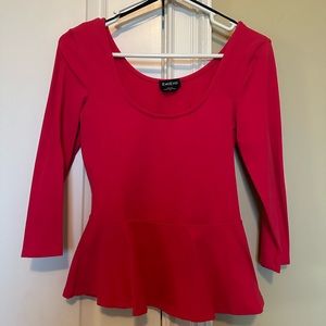 Bebe bright pink peplum top 💕